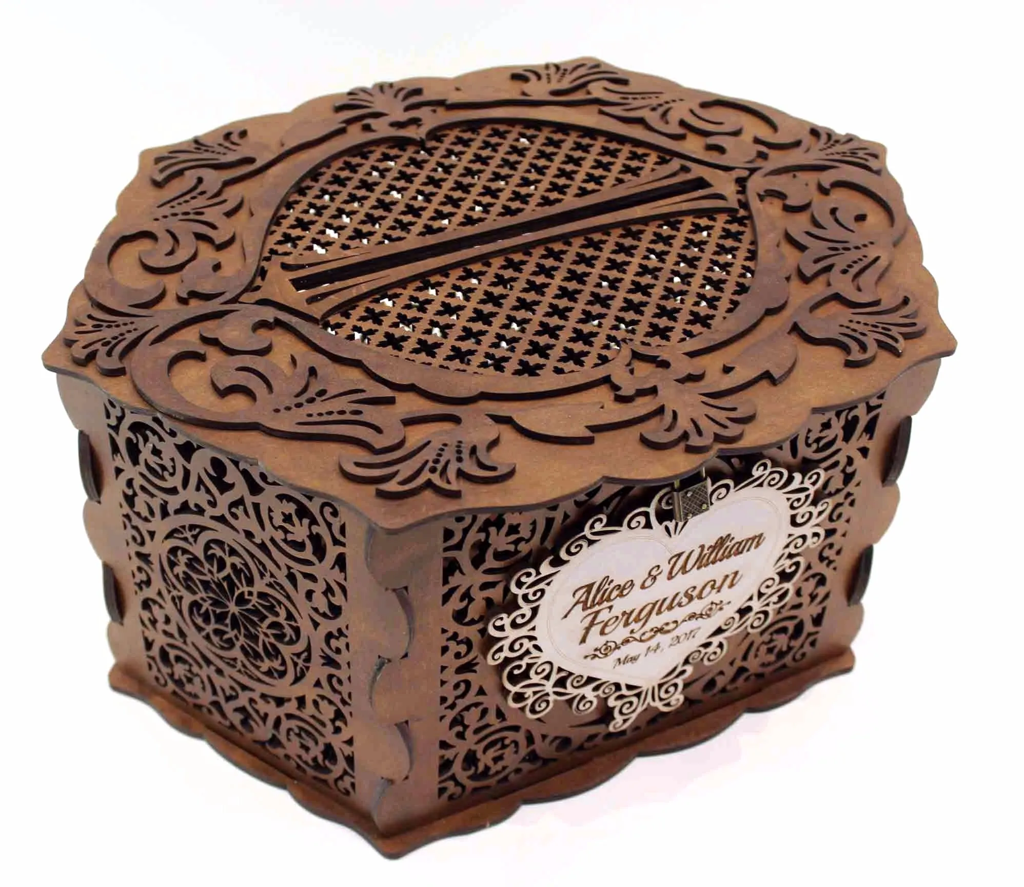 Wedding Card Box Elegant With Lock and Slot, Money Gifts Box Handmade