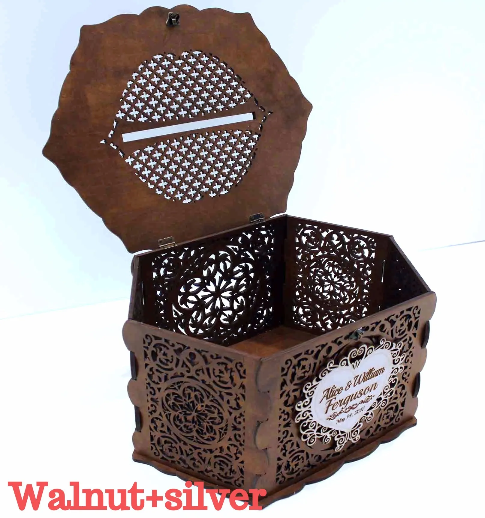 Wedding Card Box Elegant With Lock and Slot, Money Gifts Box Handmade