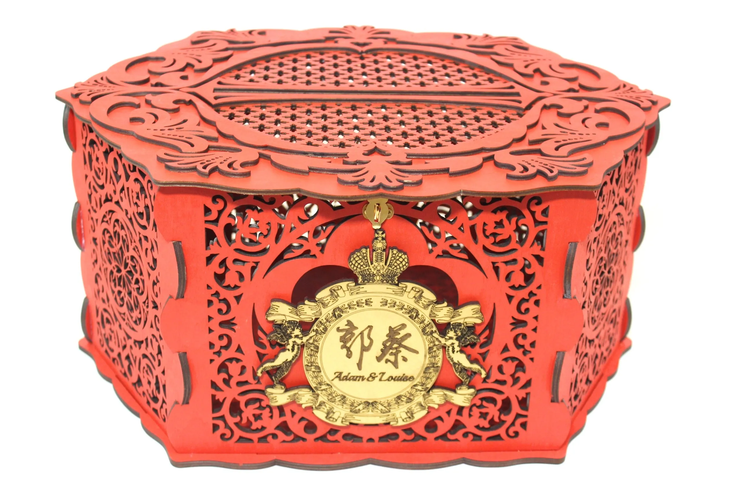 Wedding Card Box Elegant With Lock and Slot, Money Gifts Box Handmade