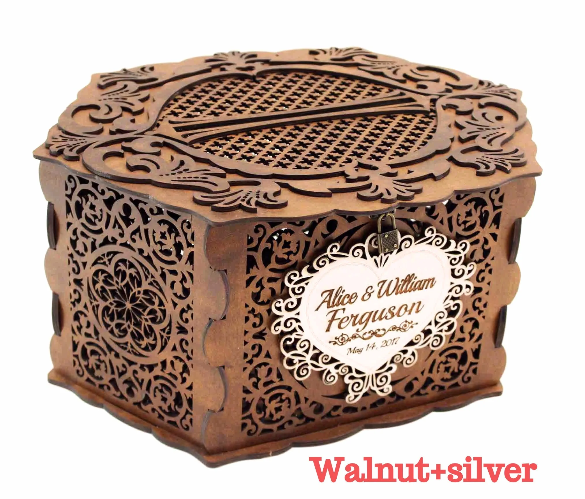 Wedding Card Box Elegant With Lock and Slot, Money Gifts Box Handmade