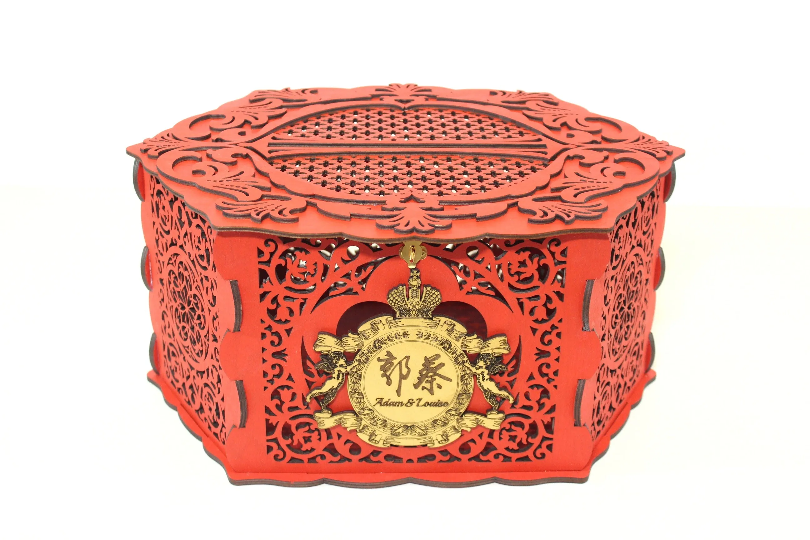 Wedding Card Box Elegant With Lock and Slot, Money Gifts Box Handmade