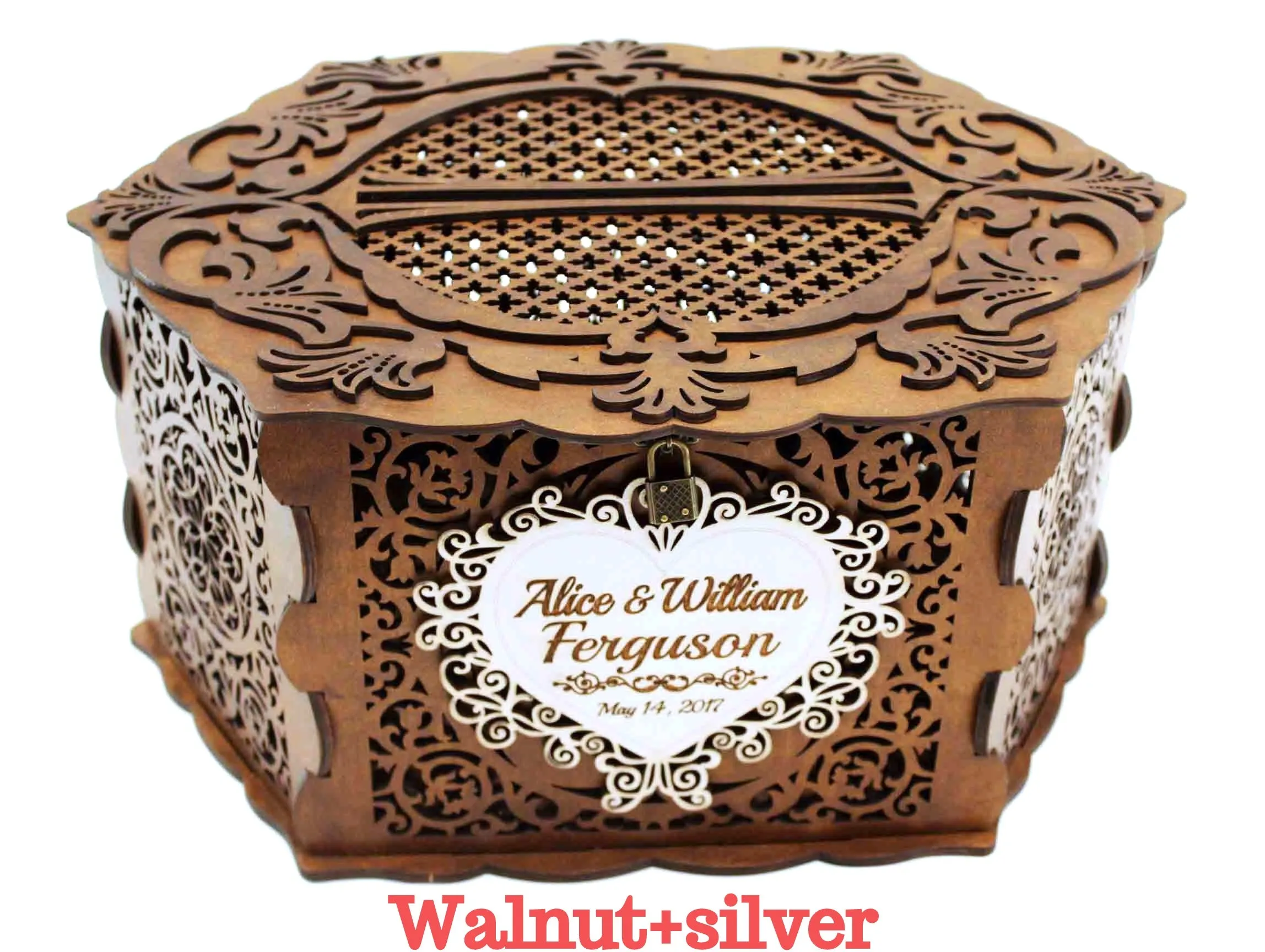 Wedding Card Box Elegant With Lock and Slot, Money Gifts Box Handmade