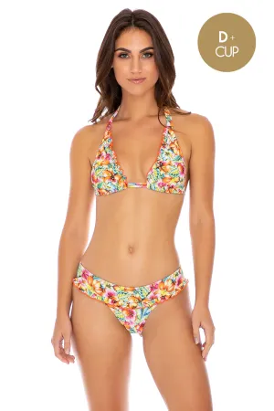 WILD FLOWER - Triangle Halter Top & Banded Full Bottom • Multicolor
