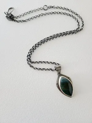 Wind and Water Navette Pendant-teal green Jasper