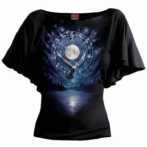WITCHCRAFT - Boat Neck Bat Sleeve Top Black