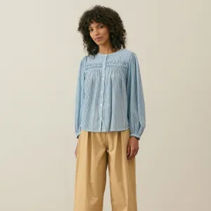 Women's Cotton Jally Shirt - Blue Parasol Stripes