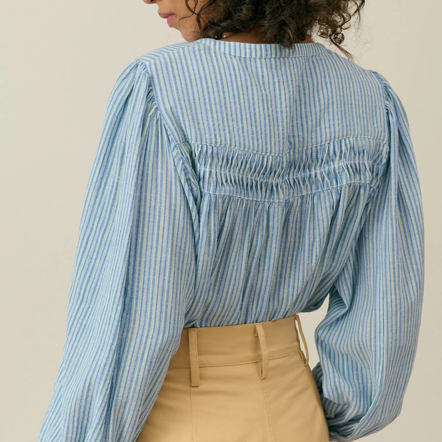 Women's Cotton Jally Shirt - Blue Parasol Stripes