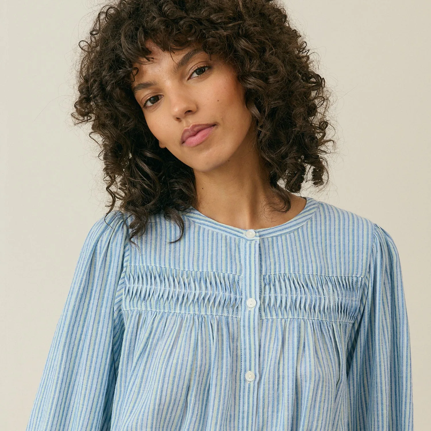 Women's Cotton Jally Shirt - Blue Parasol Stripes