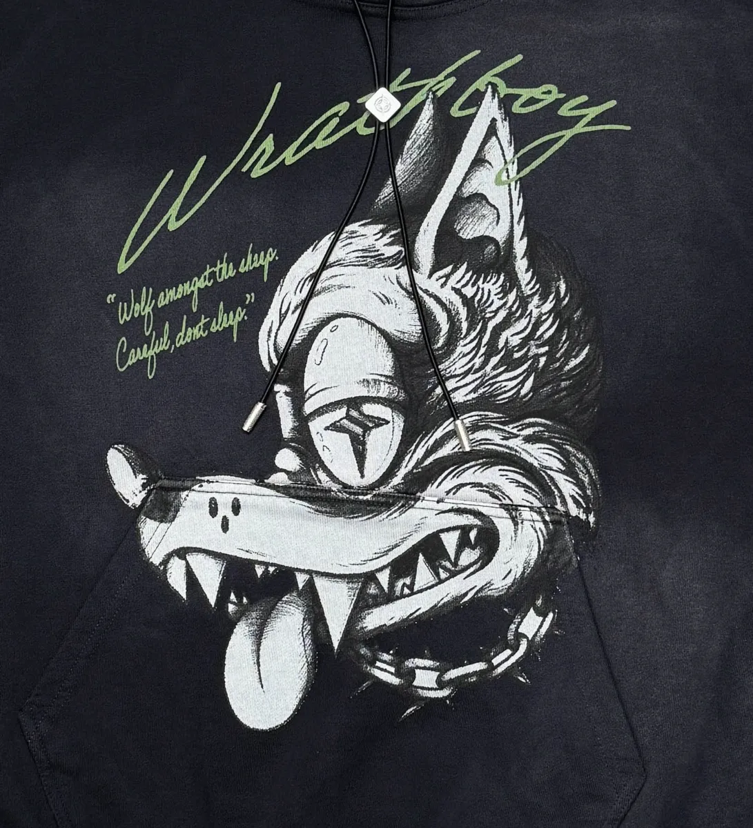 Wrathboy WOLF HEAD GOTHIC HOODIE (BLACK)