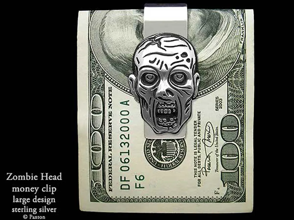 Zombie Head Money Clip Sterling Silver