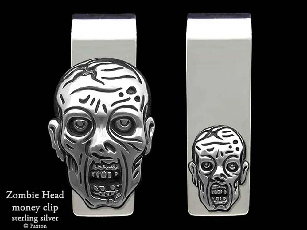 Zombie Head Money Clip Sterling Silver