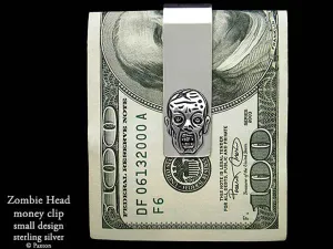 Zombie Head Money Clip Sterling Silver