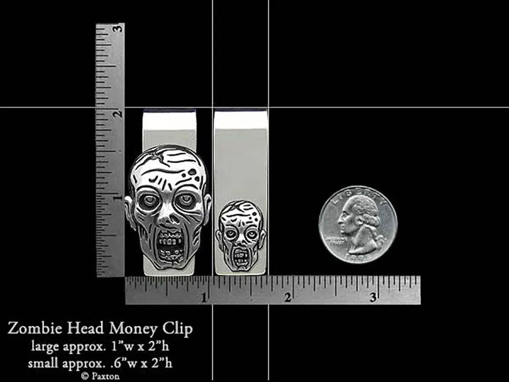 Zombie Head Money Clip Sterling Silver
