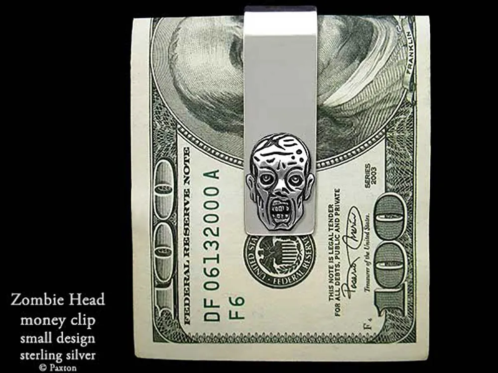 Zombie Head Money Clip Sterling Silver